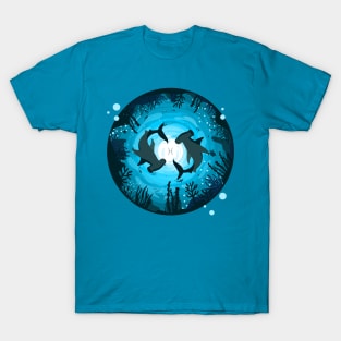 Hammerhead Pisces Sharks, Ocean Coral View with fish T-Shirt